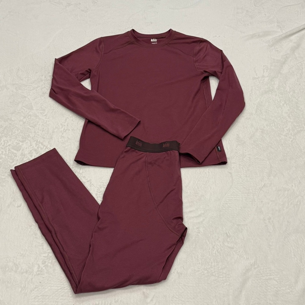 REI Co-op Kids Thermal Base Layer Set Maroon Burgundy Size L 14-16 Utility